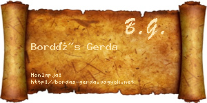 Bordás Gerda névjegykártya